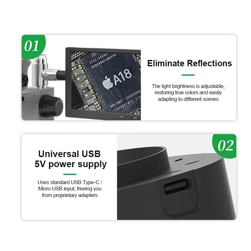 RELIFE RL-033E luz LED para microscopio, lámpara redonda ajustable para reparación de BGA de teléfono para la mayoría de los microscopios estéreo, herramientas de fuente de luz - imagen 3