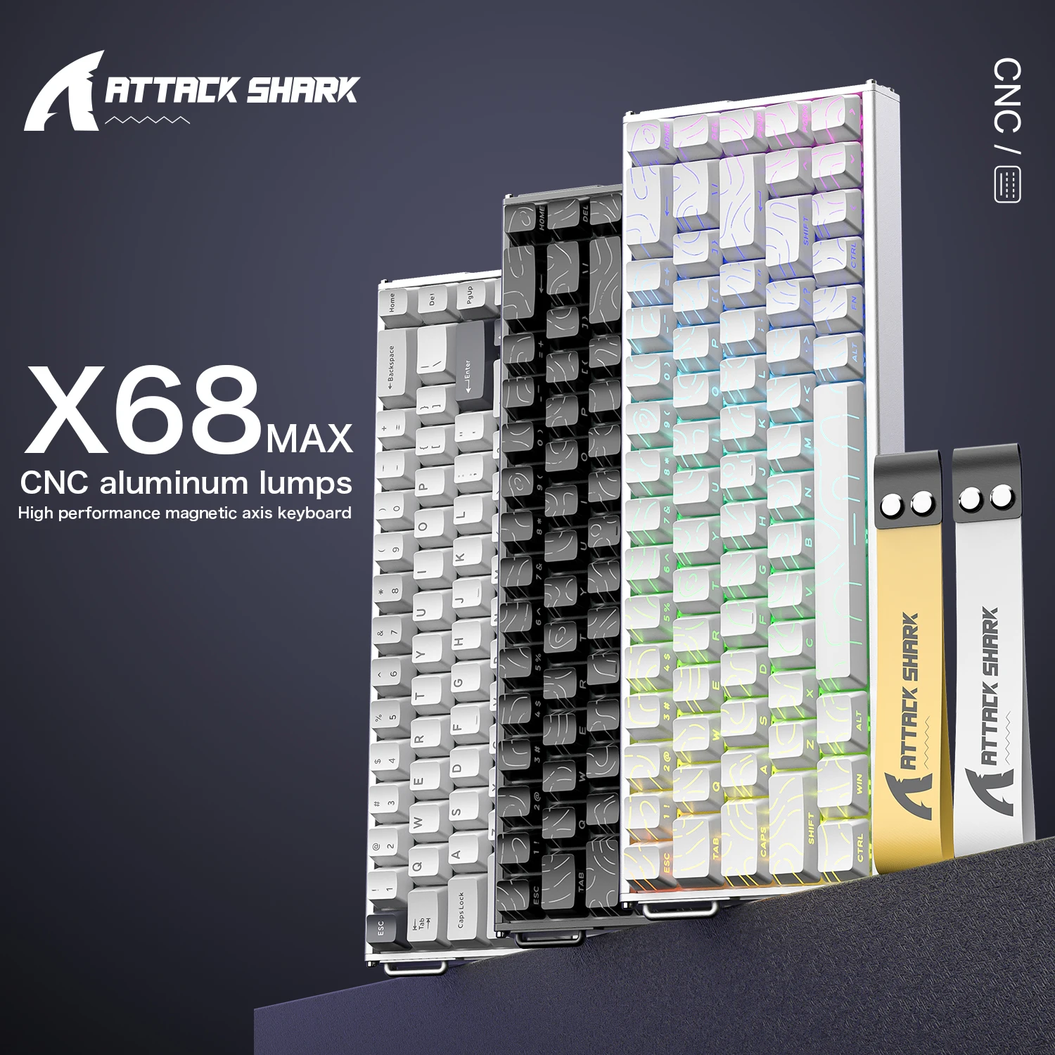 Teclado magnético de aluminio CNC X68MAX ATTACK SHARK, tasa de orolling de 8000Hz, precisión de 0,005mm, muestreo de 256K, teclas PBT, controlador Web - imagen 4