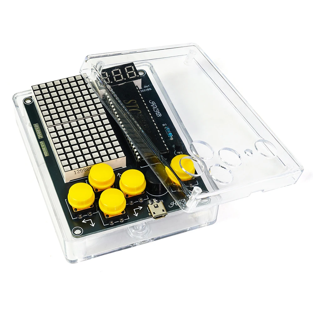 Kit electrónico de consola de juegos de píxeles DIY mejorado, matriz de puntos LED roja, pantalla de tubo Digital, Kit de práctica de soldadura, USB ajustable de 5V - imagen 4