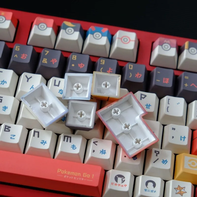 130 teclas/juego Pokemon Poké Ball Keycap Chreey altura PBT sublimación Teclado mecánico personalizar DIY lado translúcido regalo - imagen 4