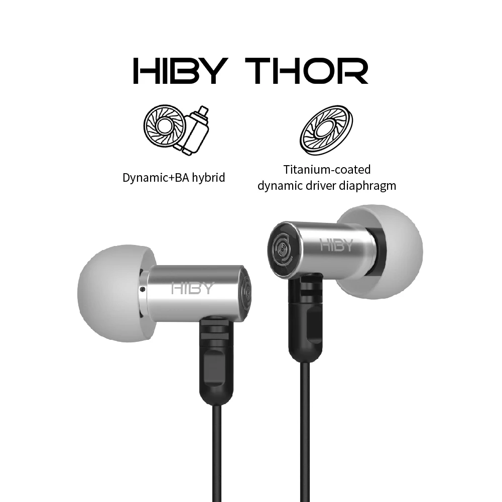 HiBy-auriculares híbridos Thor 1DD + 1BA, cascos HiFi IEM con 2 pines 0,78 desmontables, Monitor, para Android, juegos, PC
