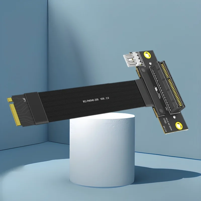 Nuevo Cable elevador PCIE 4,0 X4 PCI Express 4,0 X4 90 grados a M.2 NVME Cable de extensión PCI-E GEN4 20CM extensor de fuente de alimentación de 4 pines