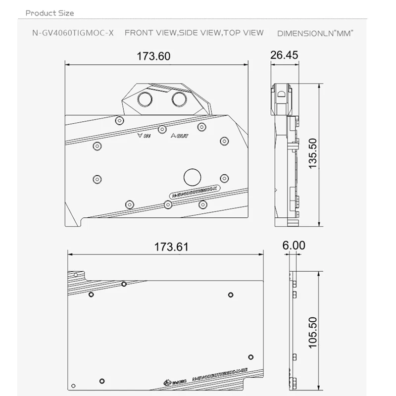 Bloque GPU Bykski para GIGABYTE RTX 4060TI GAMING OC 16G/8G tarjeta de vídeo refrigeración por agua/puertas de agua densas N-GV4060TIGMOC-X - imagen 5