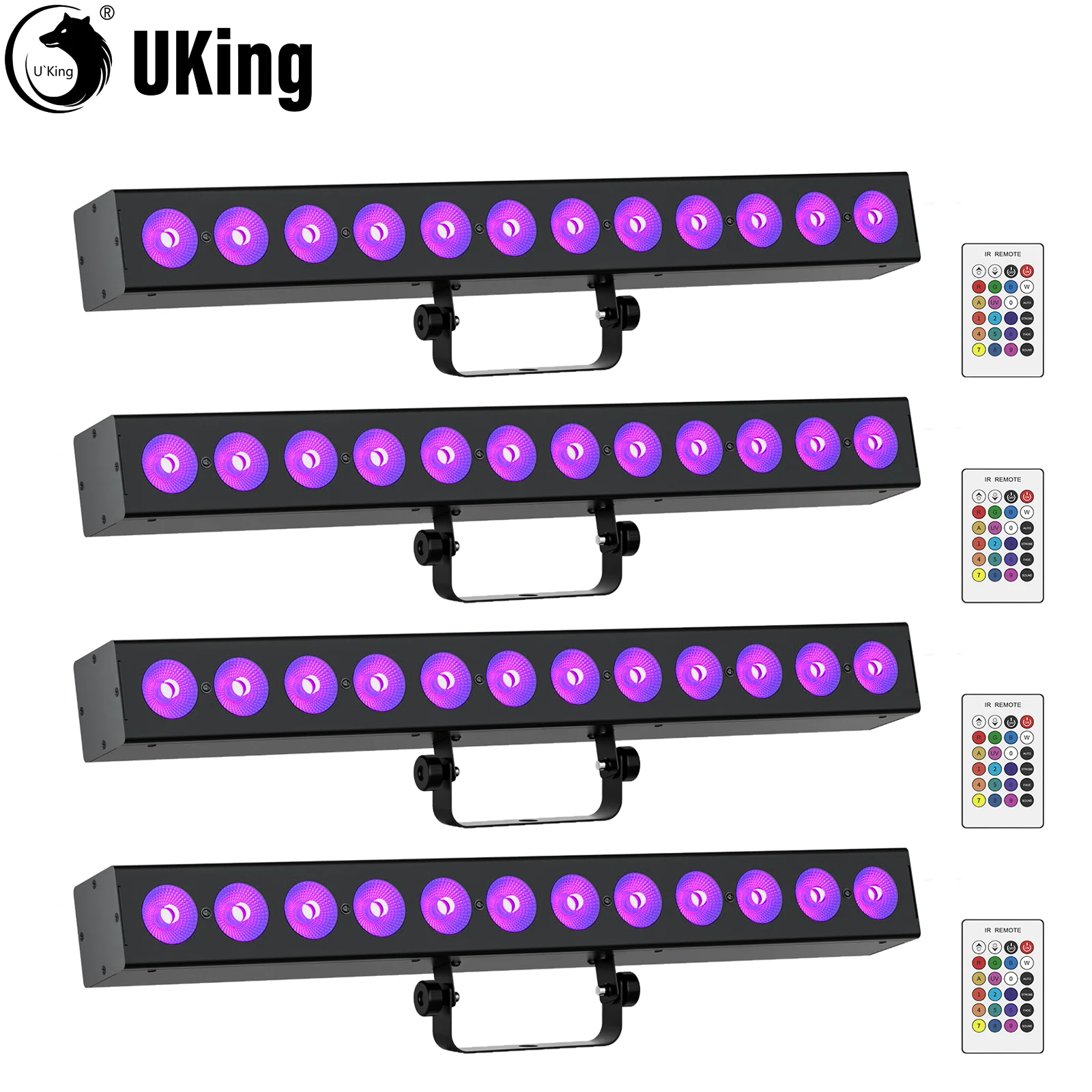 U'King 4 Uds 12X6W RGBWA + UV luces LED de pared con batería de 5200MA DMX barra de luz de escenario lineal para construcción de iglesia tienda fiesta