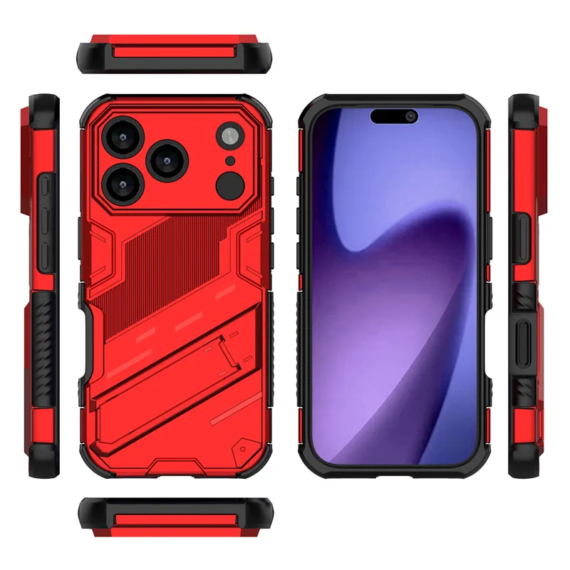 Para iPhone 17 Pro Funda iPhone 17 Pro Funda estilo Punk soporte protector de parachoques Funda protectora para teléfono para iPhone 17 Pro Max Air Funda - imagen 3
