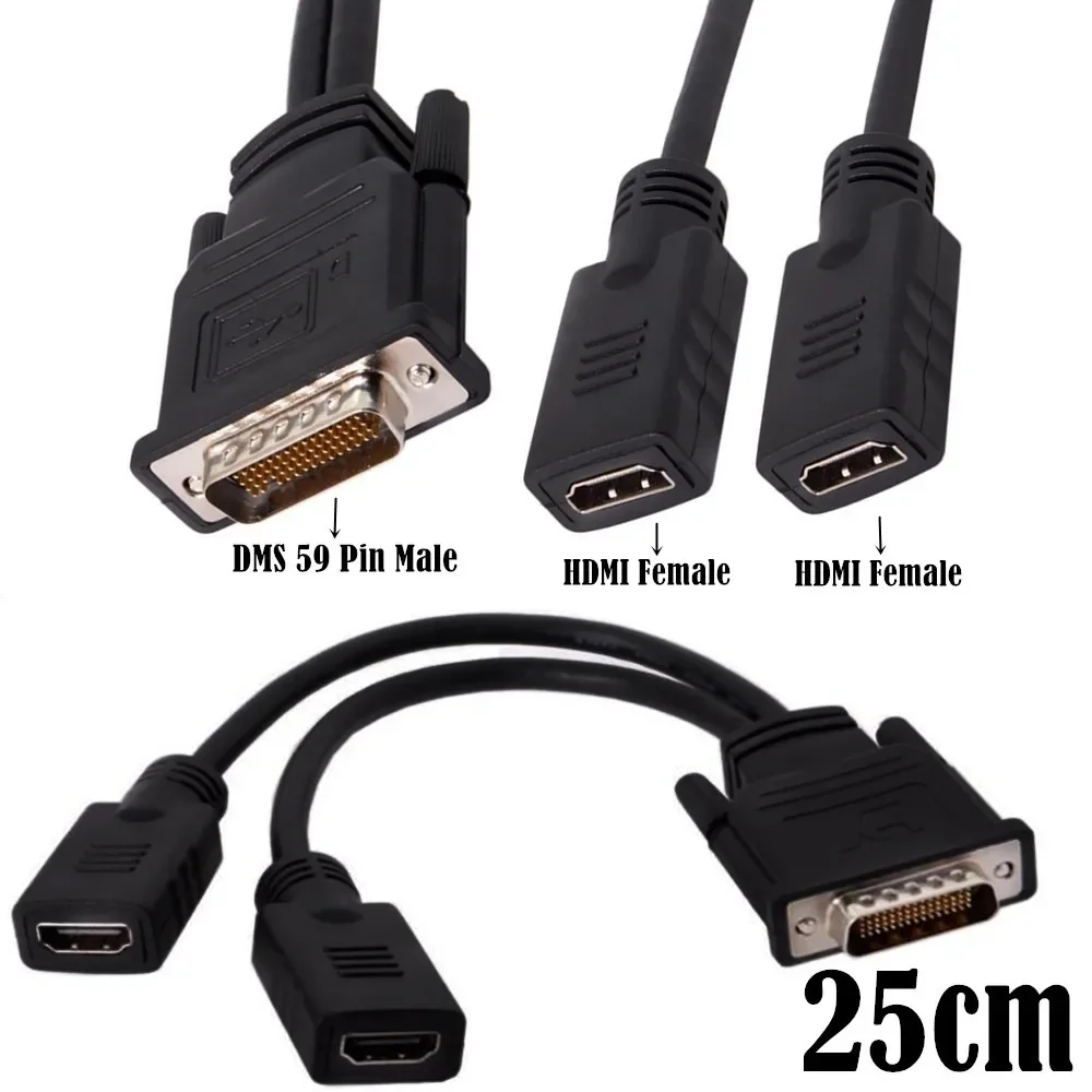 Adaptador de Cable de extensión divisor hembra Compatible con HDMI DMS 59Pin macho a 2 VGA DVI Displayport para tarjeta gráfica Monitor HDMI - imagen 5
