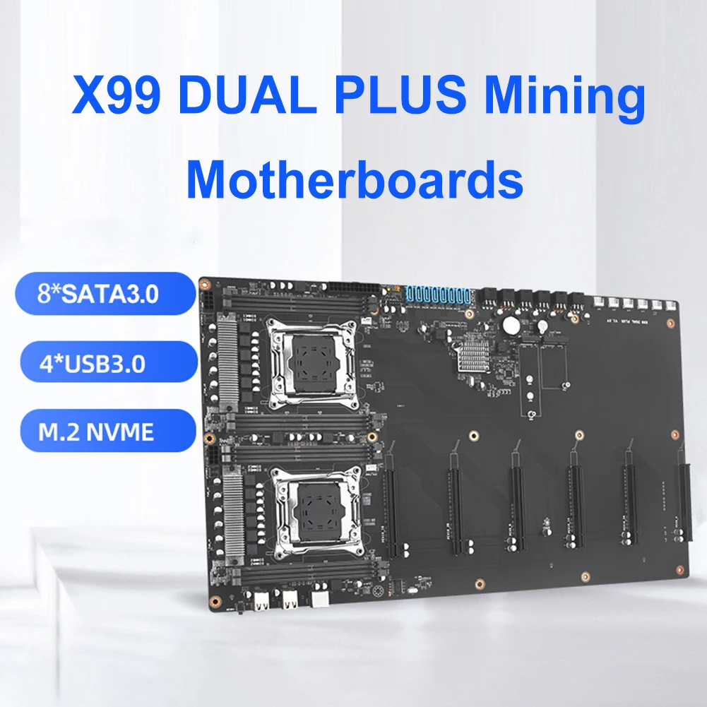 Carte mère X99 DUAL PLUS Mining, prend en charge la RAM DDR4, 256 Go, LGA 2011-3, V3, V4, prise CPU, ordinateur, carte mère, 4 * USB 3.0, 4 * PCIe 3.0 X