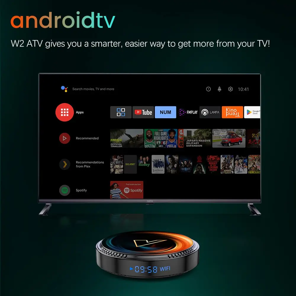 Caja de TV W2 ATV Android 11 Amlogic S905W2 Soporte 4K AV1 2,4 y 5G Wifi BT con Google Voice Remote 2G16G 4G32G 64G Smart TV Box - imagen 4
