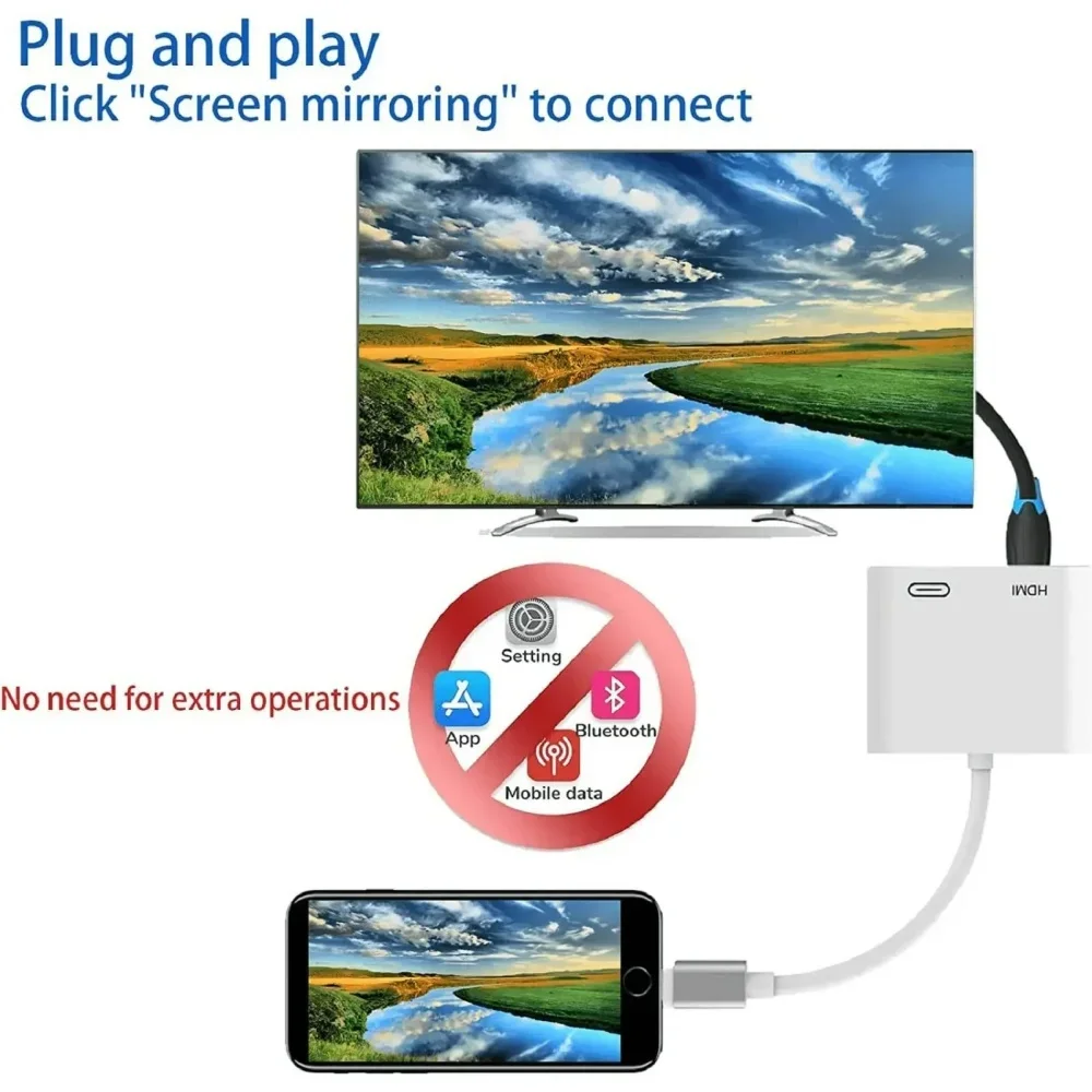 Adaptador Compatible con Lightning a HDMI, Cable de proyección HD 1080P, convertidor de vídeo, conector de pantalla de sincronización de Audio - imagen 5