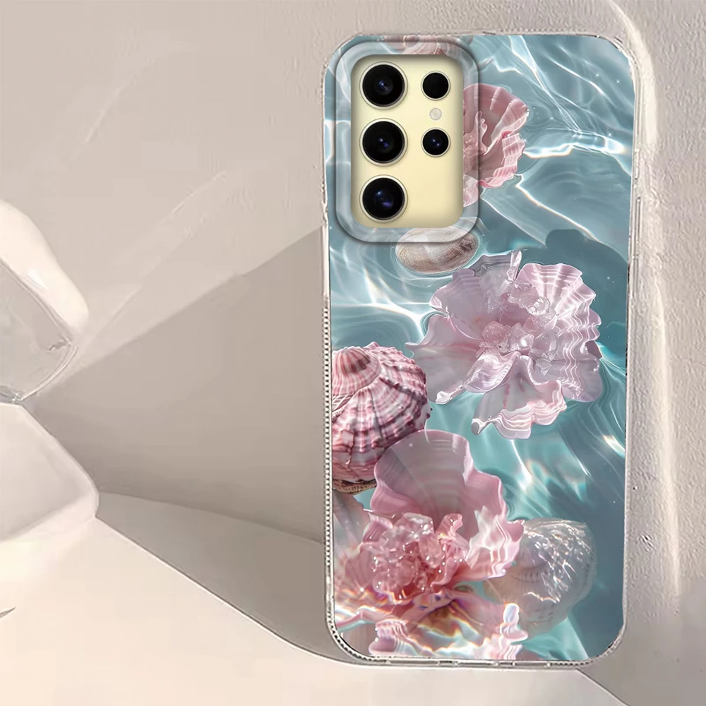 Funda de teléfono para niñas con textura de agua y concha de perla oceánica de verano para Samsung Galaxy S25 Edge S24 S23 S22 S21 FE Plus Ultra - imagen 2