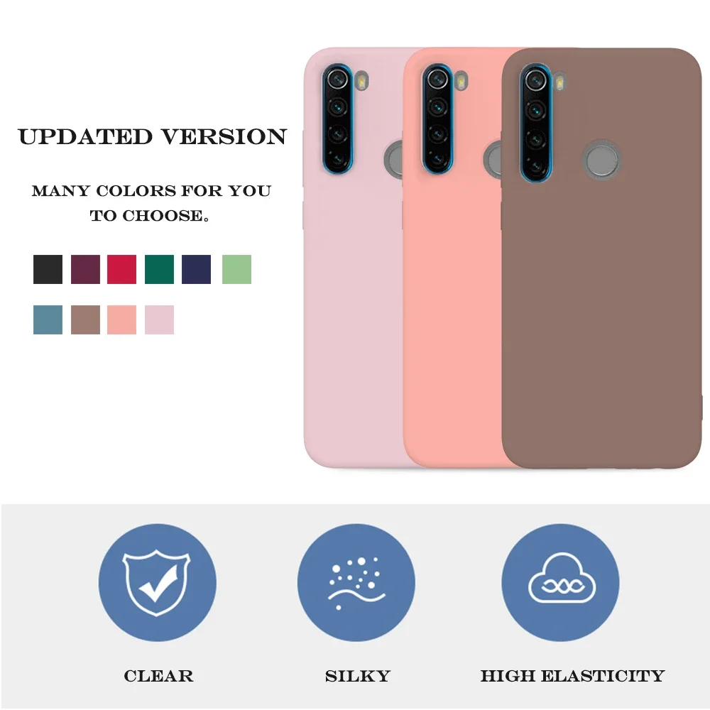Funda de silicona suave para Xiaomi Redmi Note 8T, 8, 7, 7A, 6, 6A, 5, 9, 9S Pro, funda mate de TPU suave, Color sólido caramelo - imagen 2