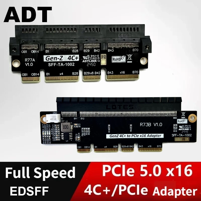 Tarjeta adaptadora de servidor ADT PCIe 5,0 x16 a Gen-Z 4C+/SFF-TA-1002 EDSFF 4C+ Tarjeta de protección de prueba elevada Gen5 PCI-E 5,0 512Gbps - imagen 2