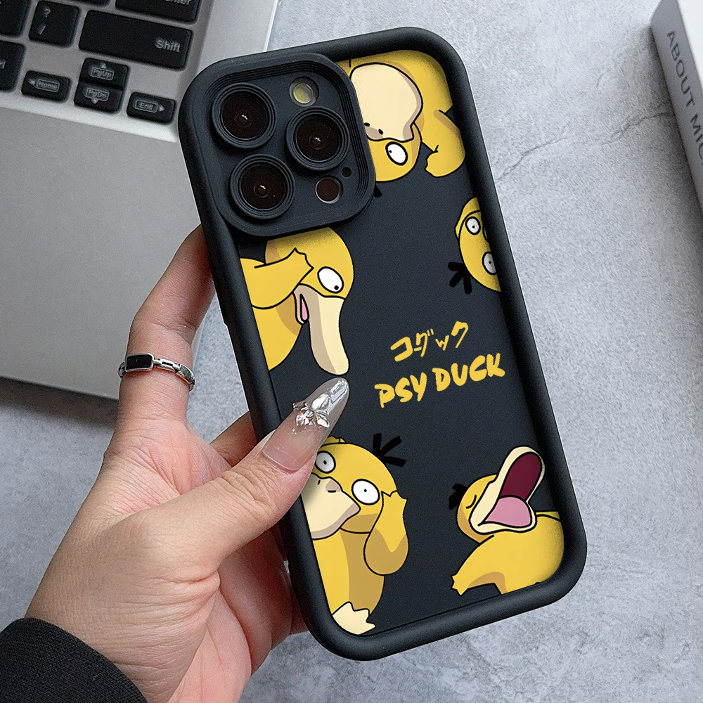 Bonita funda de teléfono Psyduck para Xiaomi Mi 14 12T 11 Lite Poco C61 X5 X4 X3 NFC GT M6 M3 F5 F4 Pro 4G 5G cubierta de lente de escalera suave - imagen 5