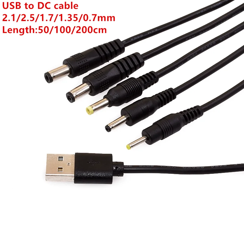 1 Uds USB macho a 5,5 MM X 2,1 MM 5,5*2,5 DC barril Jack Cable de alimentación conector de transferencia de enchufe de CA convertidor de interfaz de cargador