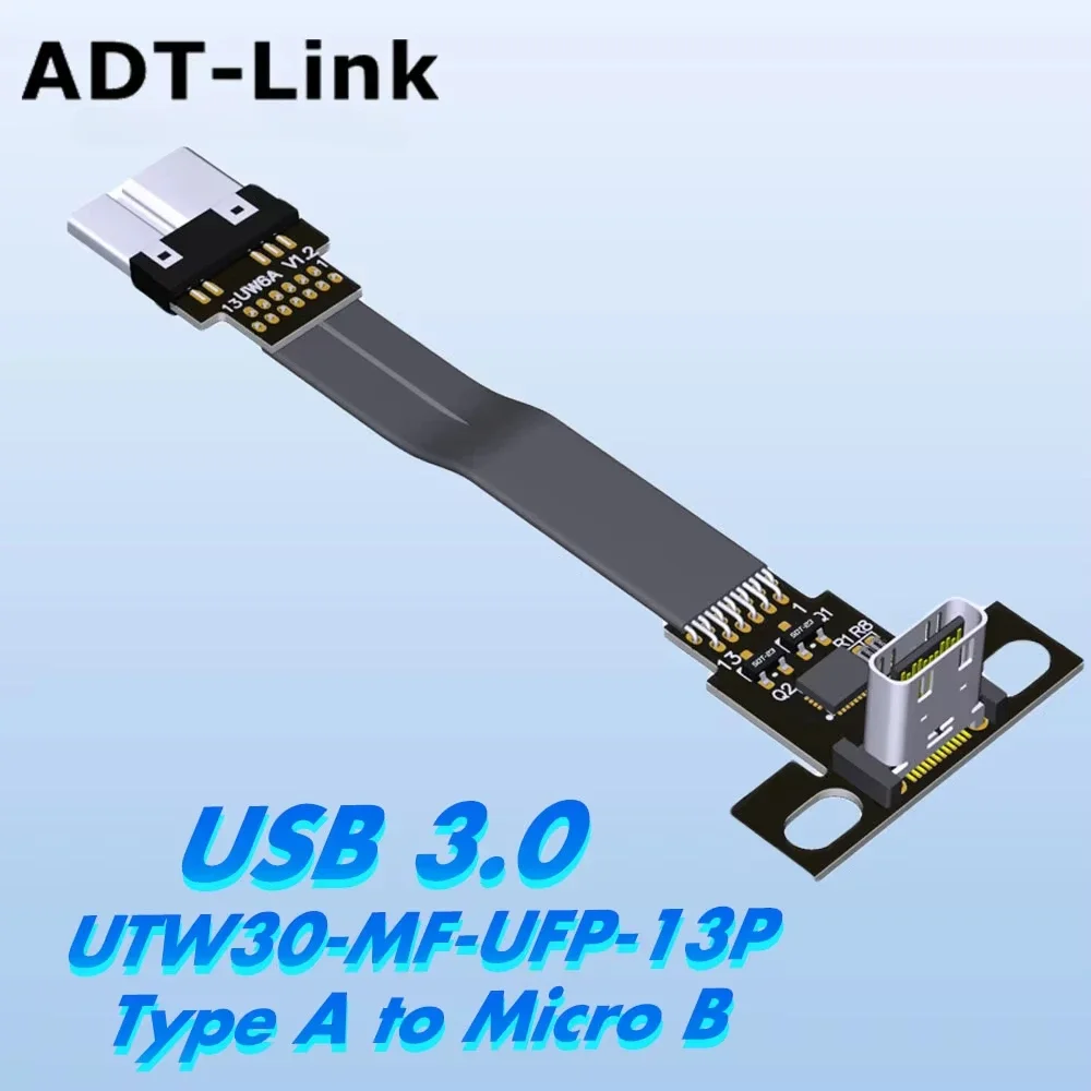 ADT codo FPV USB 3,0 tipo C a Micro-B Cable de extensión plano hembra a macho con marcador electrónico para GPS Monitor cardán de mano sin escobillas - imagen 3