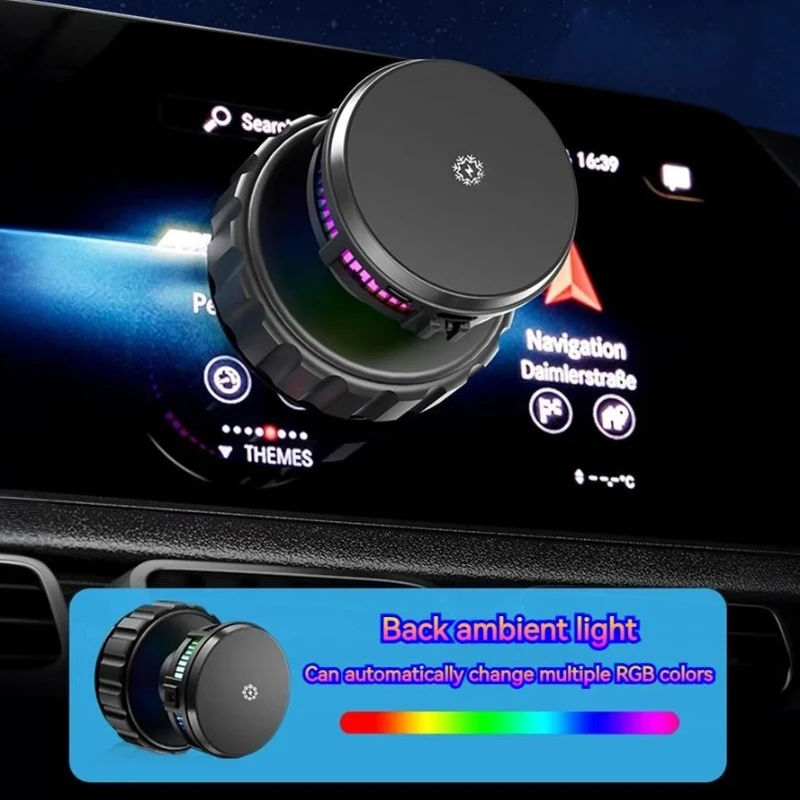 Cargador inalámbrico magnético de 15W con ventosa, refrigeración semiconductora, iluminación RGB, funciona con todas las marcas, para coche/cocina/gimnasio - imagen 3