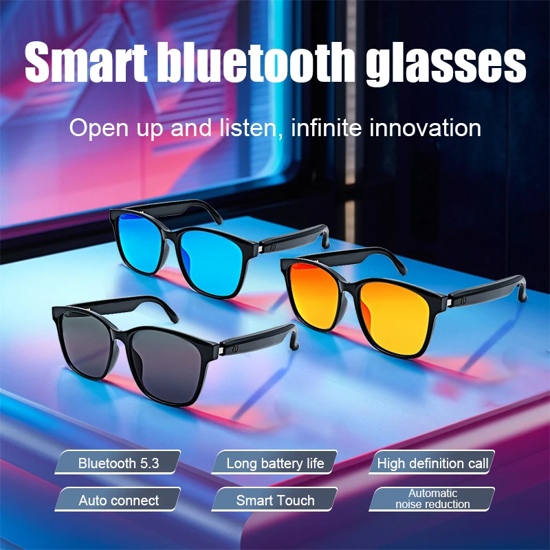 Gafas inteligentes con protección UV400 para recibir llamadas, llamadas de música, reducción de ruido, antiluz azul, BT TWS, regalo para hombres y mujeres - imagen 5