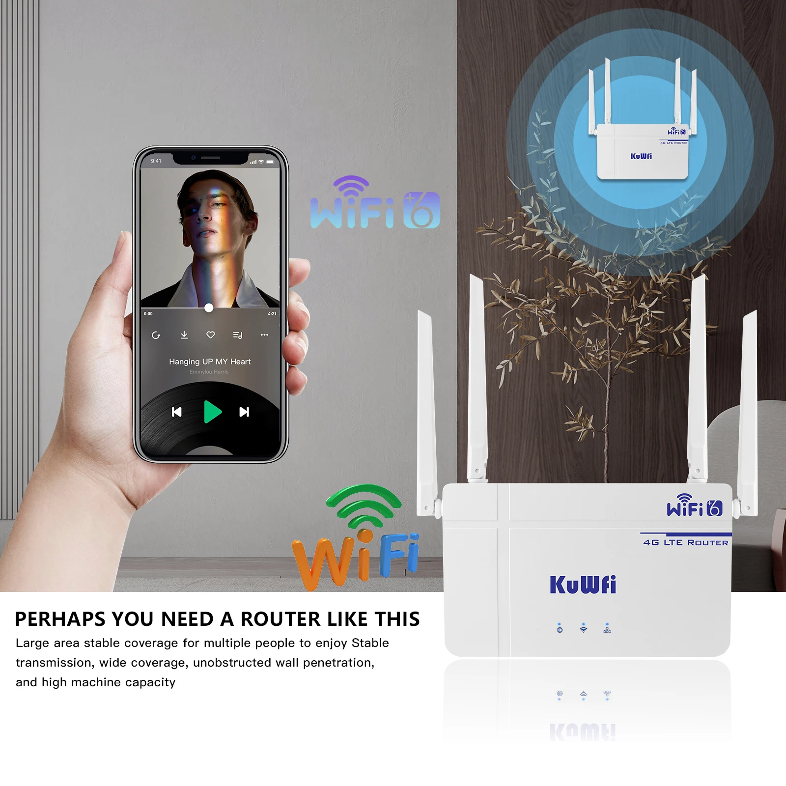 Enrutador KuWFi 2,4G LTE, punto de acceso para el hogar, WiFi 6, enrutador Wifi LAN WAN IPV6/IPV4 con ranura para tarjeta SIM, compatible con cobertura WiFi de 10 usuarios - imagen 5