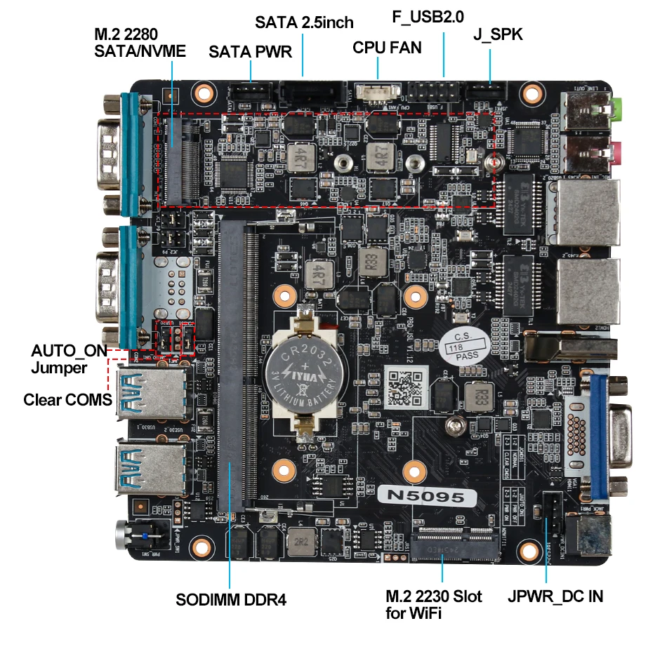 Mini PC industrial sin ventilador Intel Core i7-4500U 2x COM RS232 2x Gigabit Ethernet 4xUSB WiFi compatible con Windows Linux OpenWrt - imagen 5