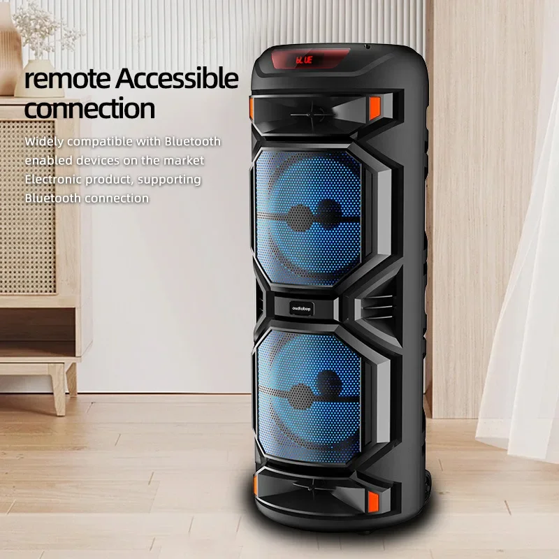 Altavoz Bluetooth supergrande para exteriores, Subwoofer de doble bocina de 8 pulgadas, columna inalámbrica portátil, sonido de graves con micrófono, potencia máxima de 1200W - imagen 4