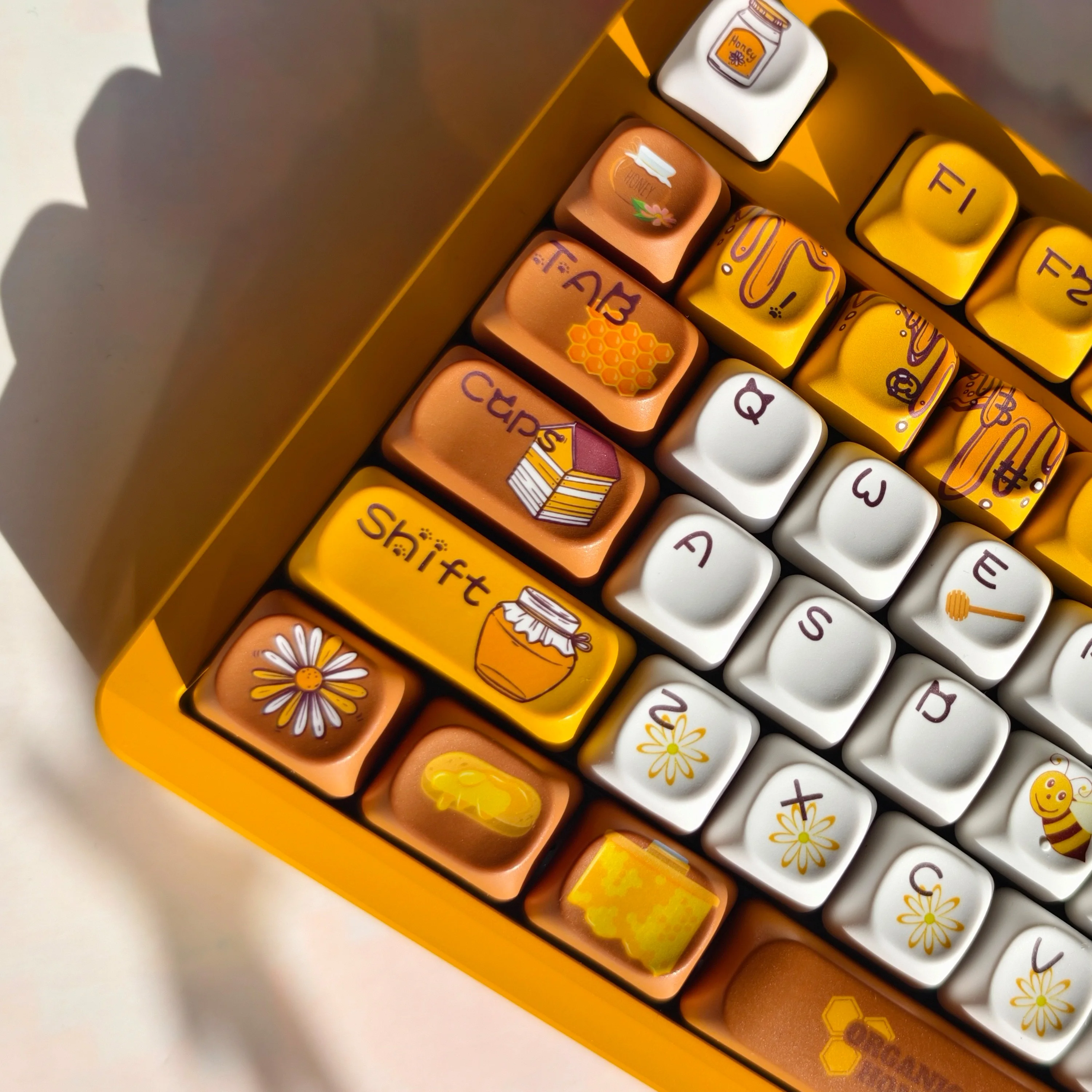 Honey Brewing Time Keycap Cherry Xda Moa lindo amarillo otoño abeja 129 teclas Keycap Set para DIY Aula F75 F87 F99 - imagen 5