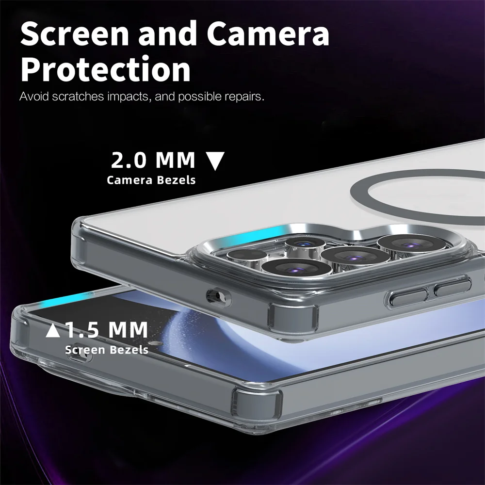 Funda de teléfono translúcida de lujo para Samsung S25 S24 Plus S22 S23 Ultra FE A55 A35 A16 A15 5G, funda de carga inalámbrica - imagen 5