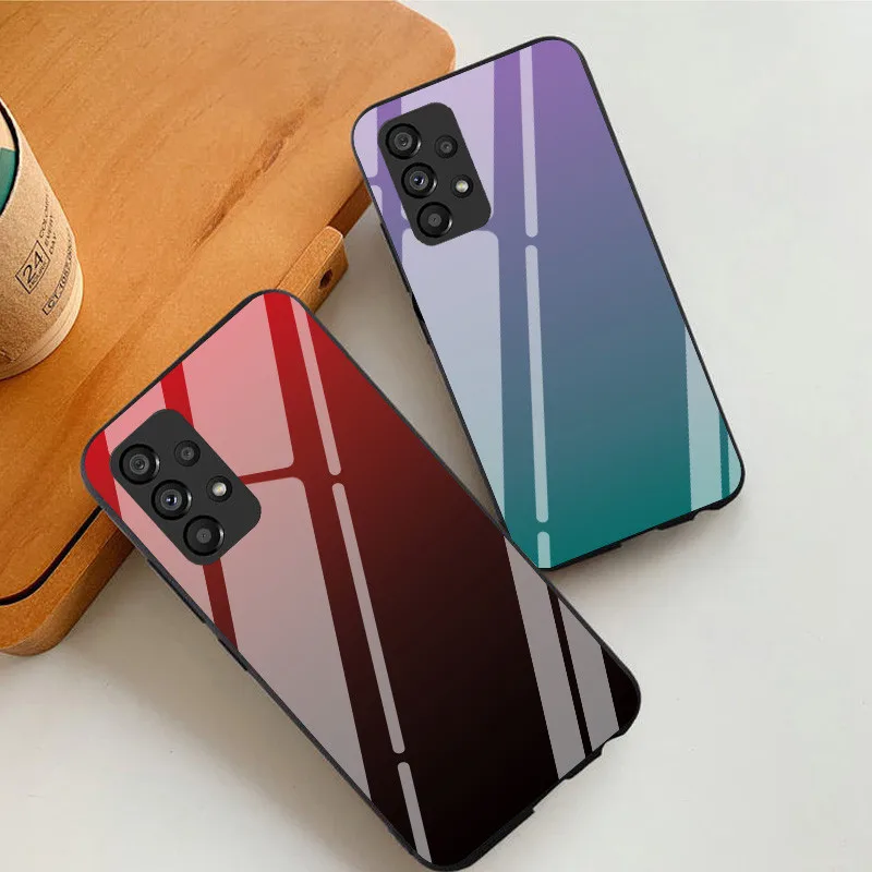 Funda de vidrio templado degradado para Samsung Galaxy A53, A73, A33, A13, A23, A32, A22, A12, A52, A72, A22S, A52S, 5G, A51