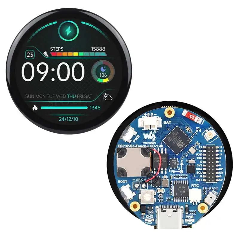 XiaoZhi DeepSeek AI Chat de voz ESP32 S3 Placa de desarrollo LCD redondo de 1,46 pulgadas QMI8658/micrófono/SD/MP3 Audio/Puerto de batería LVGL - imagen 3