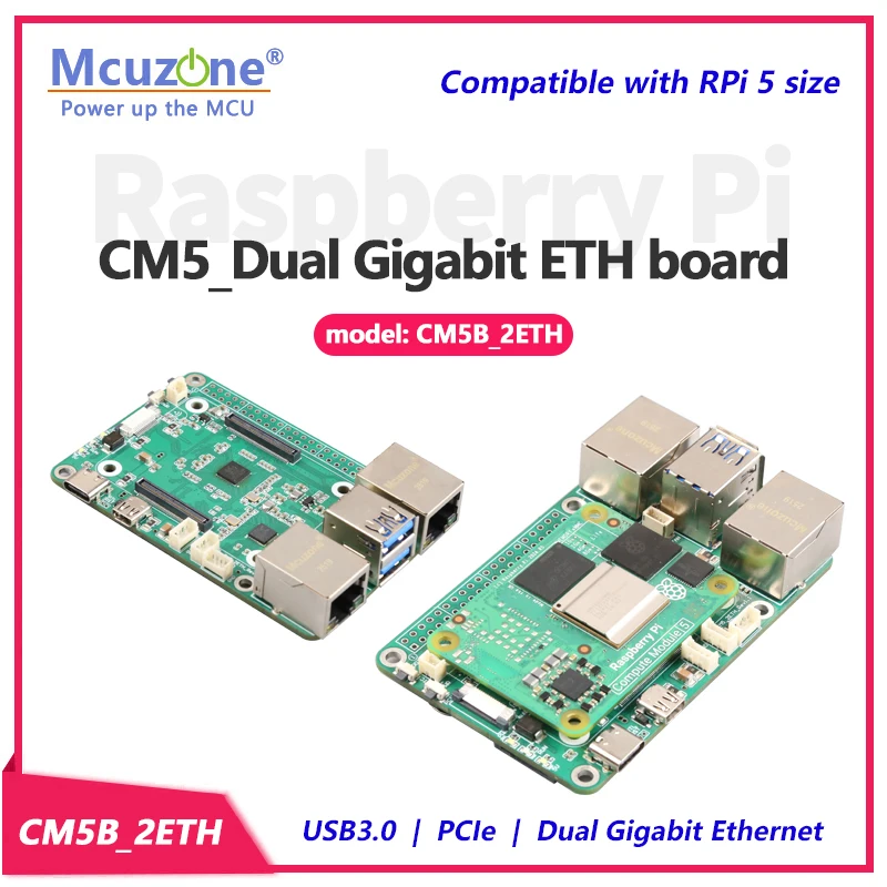 CM5B_2ETH, Raspberry Pi CM5 Placa de expansión Gigabit Ethernet dual, PCIe, USB3.0, sin controlador para OpenWRT, sistema operativo RPi