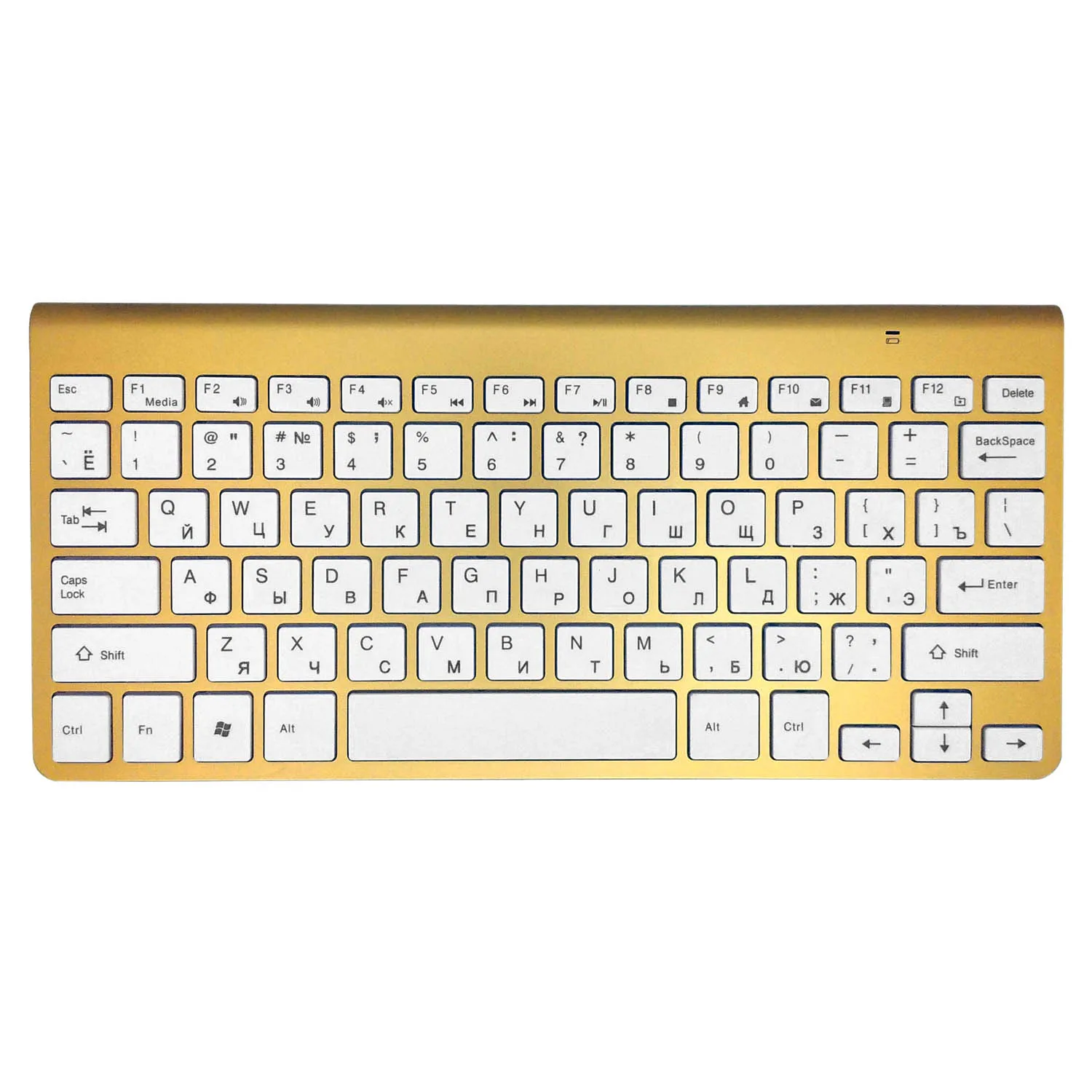 Teclado ultrafino inalámbrico con caracteres en inglés ruso, teclados compactos portátiles de 2,4 GHz, poco ruido para ordenador portátil, escritorio, Windows