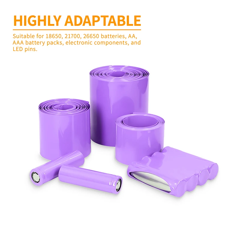 Tubo termorretráctil de PVC de 1 ~ 20m, envoltura de caja de litio púrpura, funda de Cable de 23 ~ 130mm, paquete de batería Lipo 18650, película aislante de protección - imagen 3