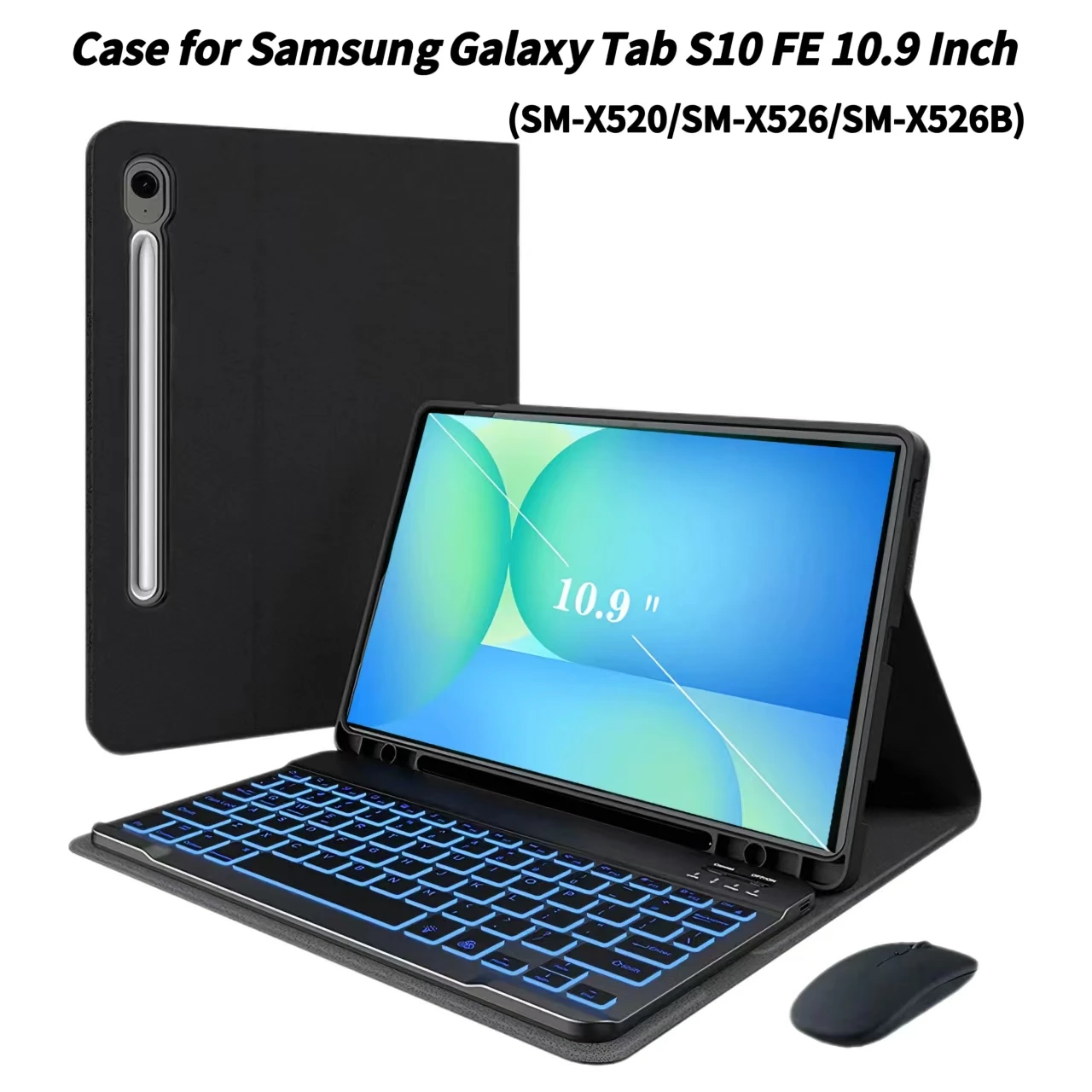 Funda para Samsung Tab S10 FE 10,9 pulgadas 2025, funda para teclado Bluetooth para Galaxy Tab S10 FE 10,9 SM-X520/X526/X526B