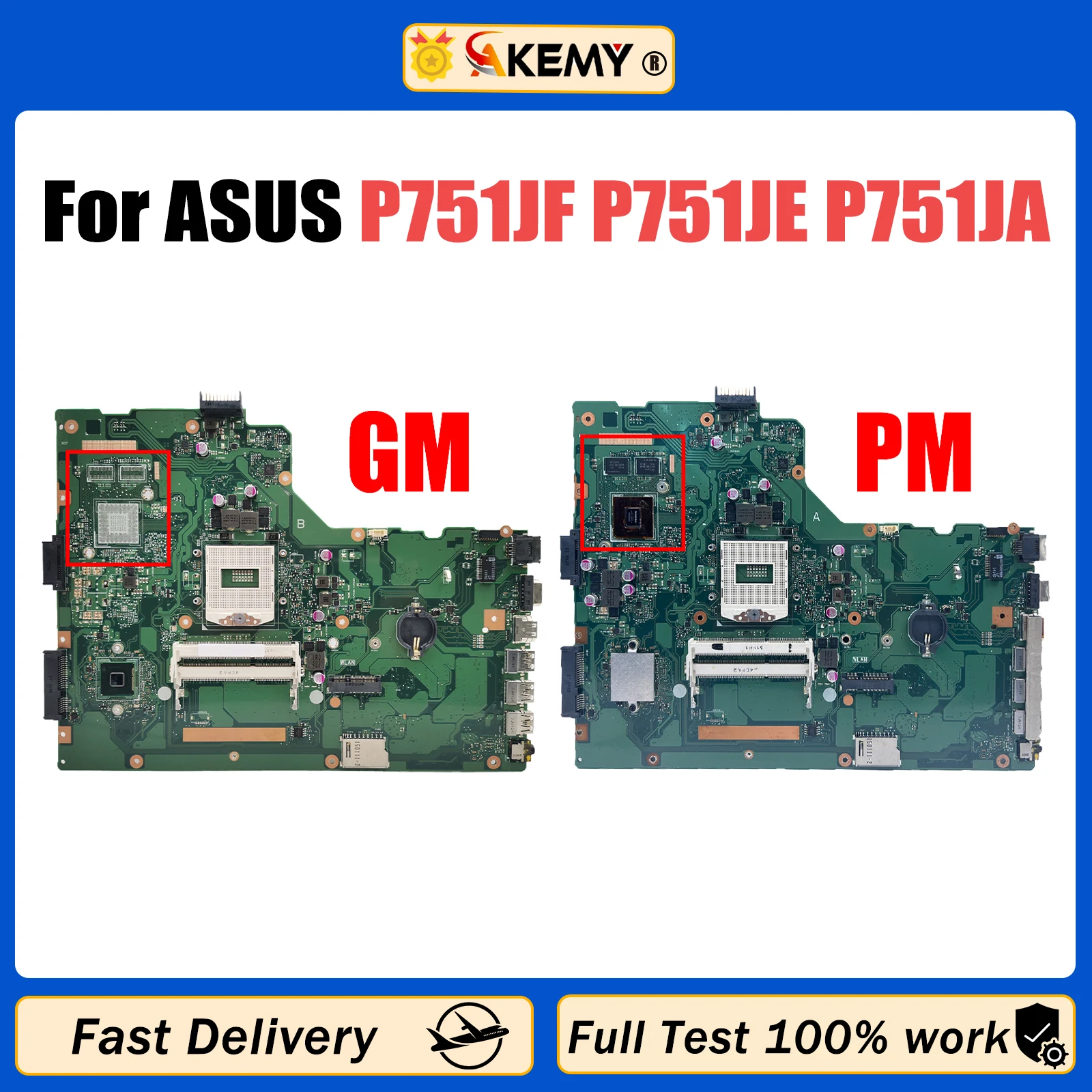 Placa base AKMEY P751J para ASUS PRO esencial P751JF P751JE P751JA placa base para ordenador portátil soporte i3 i5 REV 2,0 placa base