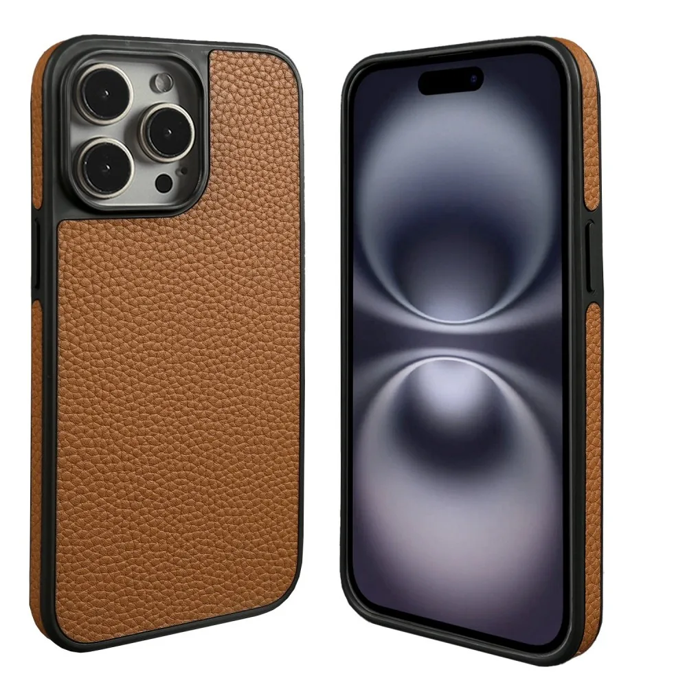 Funda de cuero genuino Premium para Iphone 16 Pro Max 15 14 13 12 11 fundas de teléfono cobertura completa carcasa protectora trasera Capa - imagen 2