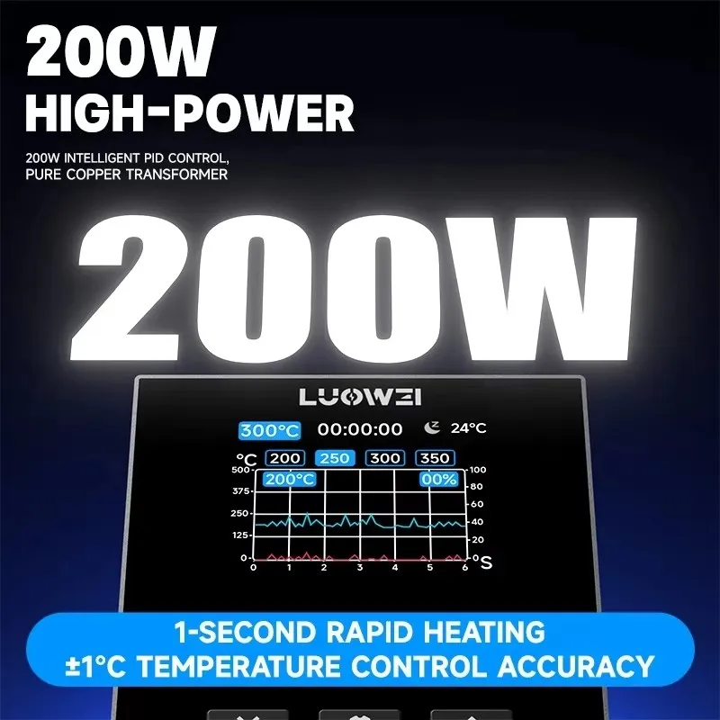 LUOWEI LW-SS01 200W Estación de soldadura con pantalla Digital inteligente para teléfono móvil PC placa base PCB Chip IC herramienta de soldadura de reparación - imagen 3