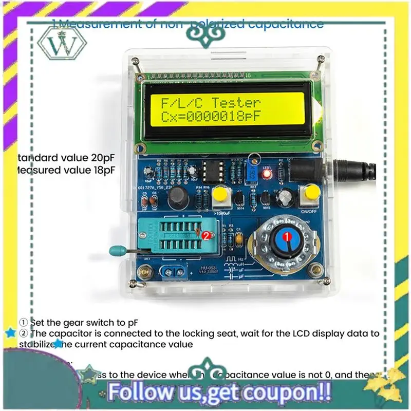 Nuevo instrumento de medición de capacitancia y inductancia Digital de alta precisión DC5V medidor de frecuencia duradero con estuche - imagen 2