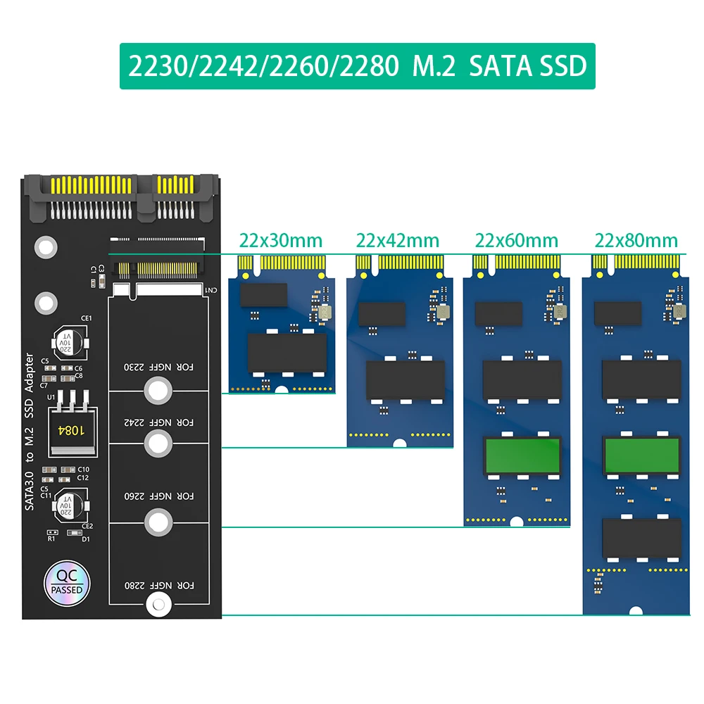 Nuevo Adaptador M.2 NGFF SSD a SATA 3 3,0 protocolo de llave B & M SSD 2280 2260 2242 2230 - imagen 3