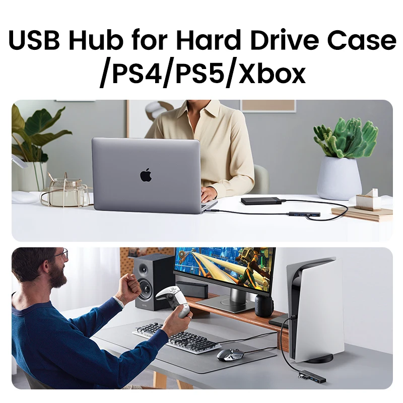 UGREEN-Hub USB 3,0 con 4 puertos, HUB delgado para ratón, teclado Compatible con MacBook Pro Air, ordenador portátil, PC de escritorio, Xbox, PS5, divisor - imagen 4