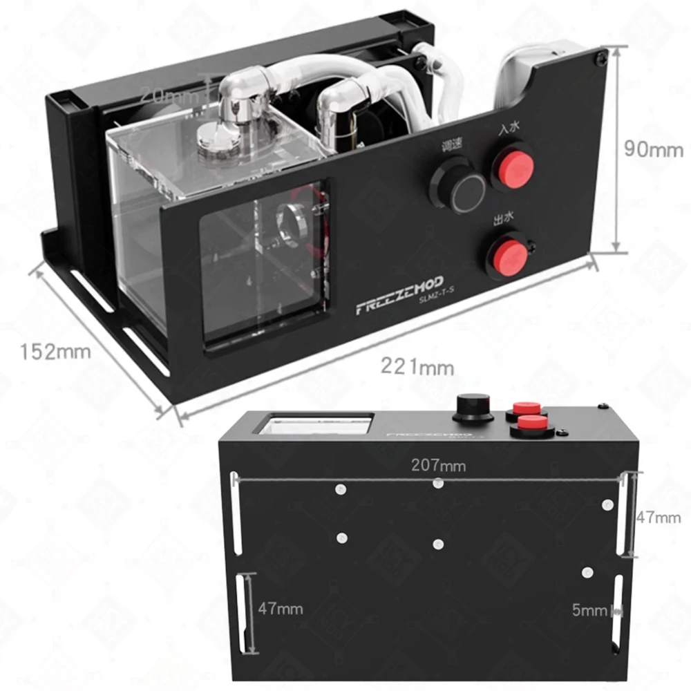 FREEZEMOD-Módulo de refrigeración líquida con ventilador, 4000 velocidades, 160mm, bomba de radiador de aluminio, cabezal de 4m/9m, capacidad de 300ml, SLMZ-T-S de rosca G1/4 MOD - imagen 5