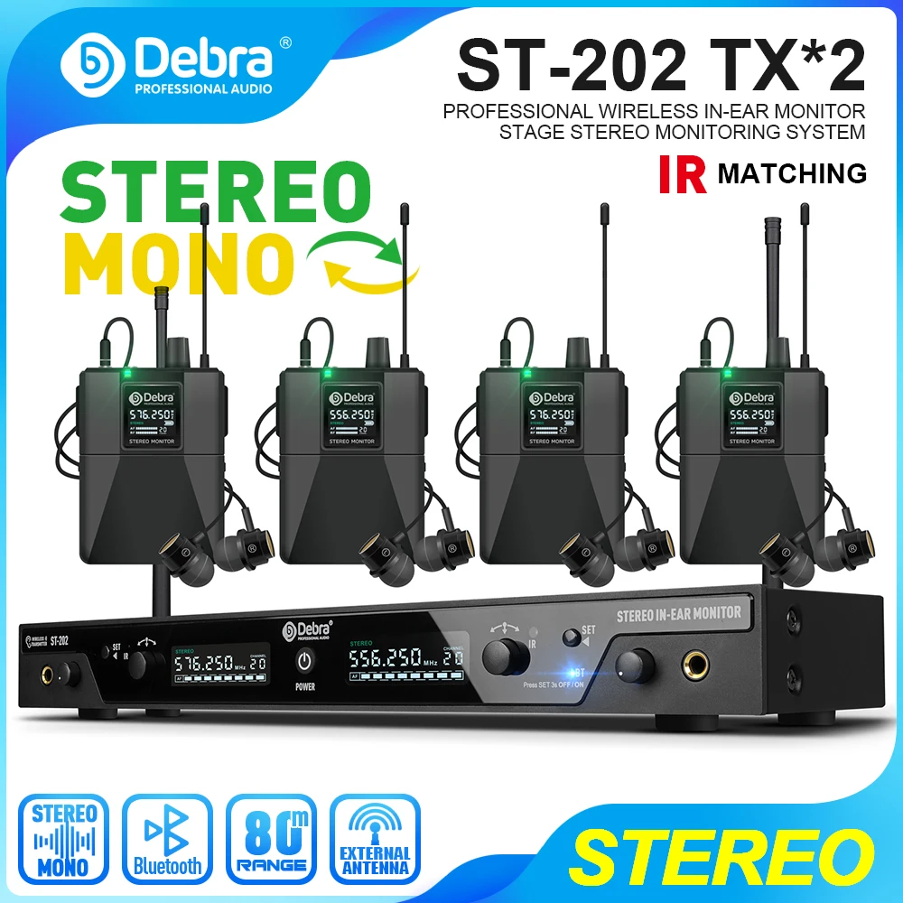 Debra-ST-202 estéreo inalámbrico, sistema de control intrauditivo profesional, 560 a 590MHz, para grabación de escenario, instrumento baterista de estudio, nuevo - imagen 2