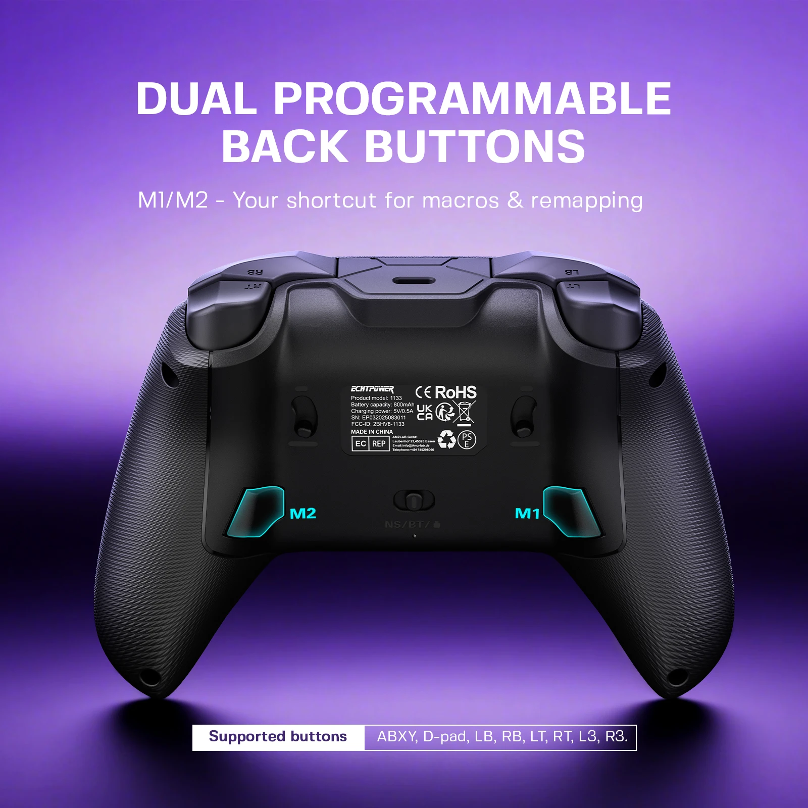 Controlador de juego inalámbrico ECHTpower, joystick de efecto Hall adecuado para PC, Switch, Android, IOS con controlador base - imagen 3