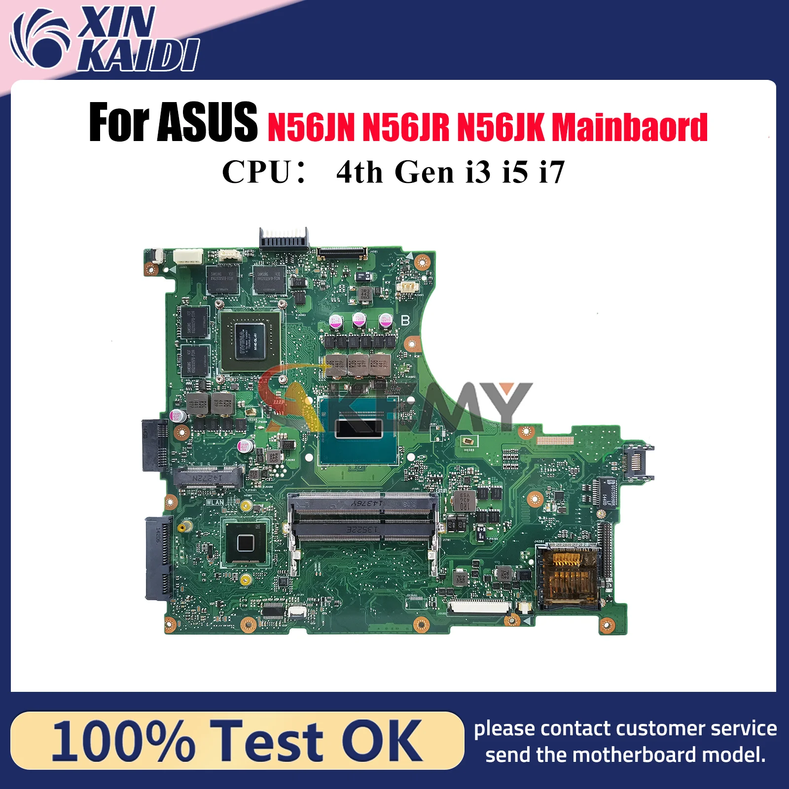 Placa base para ordenador portátil N56JR para ASUS N56JK N56JR N56JN N56J placa base para portátil con CPU i3 i5 i7 100% pruebas OK envío rápido stk