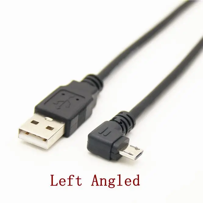 Up Down Left Right Angled 90 grados USB Micro USB macho a USB macho Cable conector de carga de datos 25cm 50cm para tableta 5 pies 1m 3M 5M - imagen 2