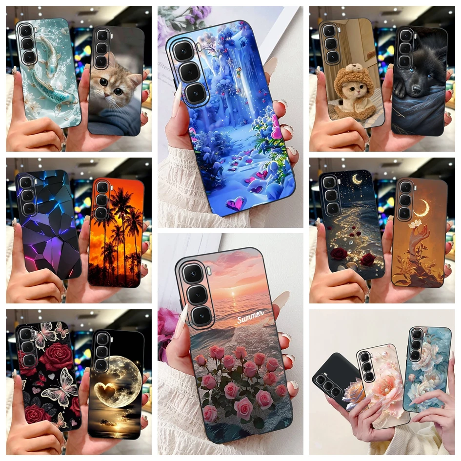 Para Infinix Hot 60 60i Funda X6726 X6728 X6728B Funda a prueba de golpes Popular flor mármol Fundas de silicona suave para Hot60 Hot60i Funda