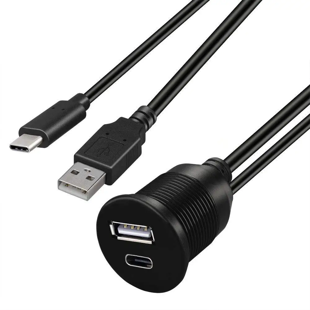 Impermeable USB C 3,1 tipo C USB 3,0/2,0 extensión hembra AUX montaje empotrado extensión de montaje en barco para Cable de Panel de salpicadero