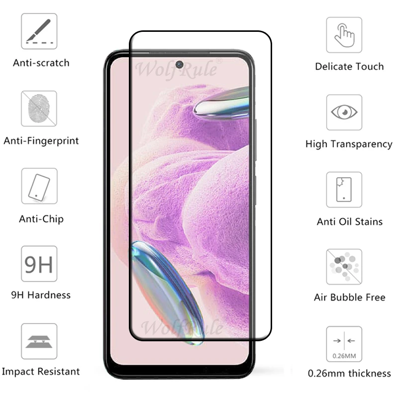 Protector de pantalla de teléfono 6 en 1 para Xiaomi Redmi Note 12S, cristal de lente, pegamento de cubierta completa, HD 9H - imagen 2