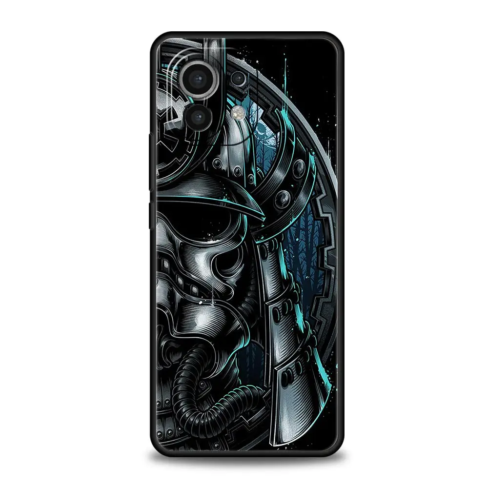 Funda de teléfono samurái Oni Mask para Xiaomi 13, 12, 11 Lite, 12T, 11T, 10T, 9T, Mi Poco X5, M4, M3, X4, X3 Pro, F5, F4, F3, GT, 5G, carcasa negra - imagen 3