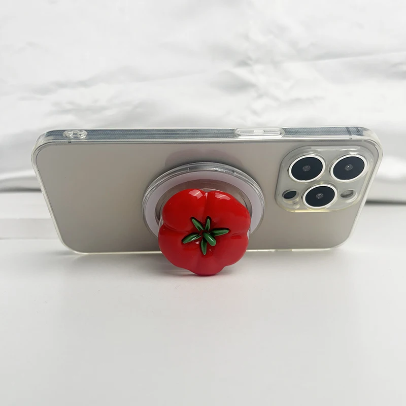 Soporte para teléfono con tomate bonito, soporte magnético para teléfono con agarre para Magsafe, IPhone, Mac, Samsung, anillo seguro, soporte expansible para dedo - imagen 4