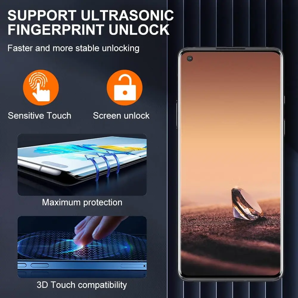 Para OnePlus 9 Pro 3D curvado cuatro lados pegamento vidrio templado - imagen 5