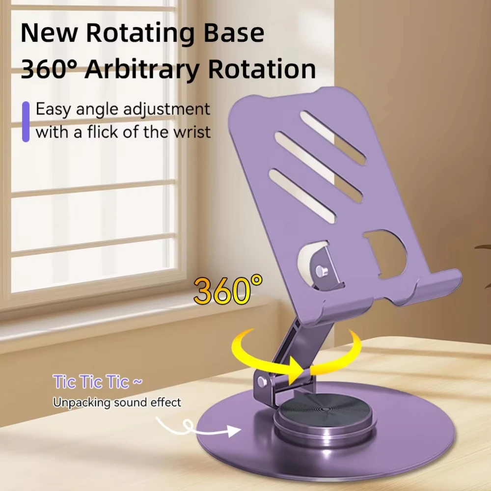 Soporte para teléfono móvil con rotación de 360 grados, totalmente metálico, de aluminio, soporte Universal, diseño plegable de doble eje, estable, anticaída - imagen 3